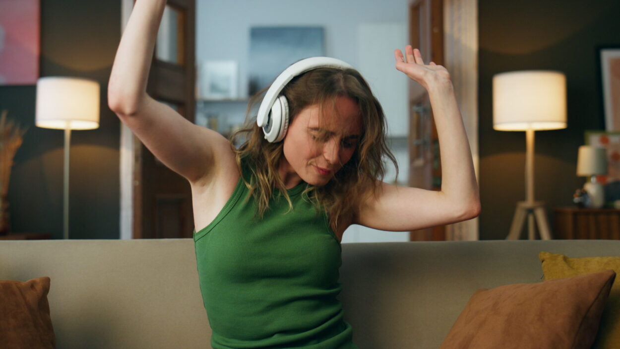 Woman dancing to music