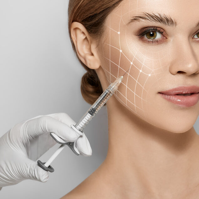 a woman getting beauty injections in her face