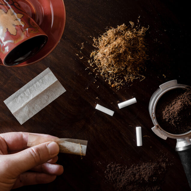 Rolling tobacco and coffee