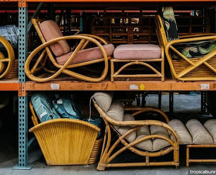 Just part of the rattan selection at Tropical Sun Rattan by Harvey’s on Beverly. Photo courtesy of Harvey’s on Beverly