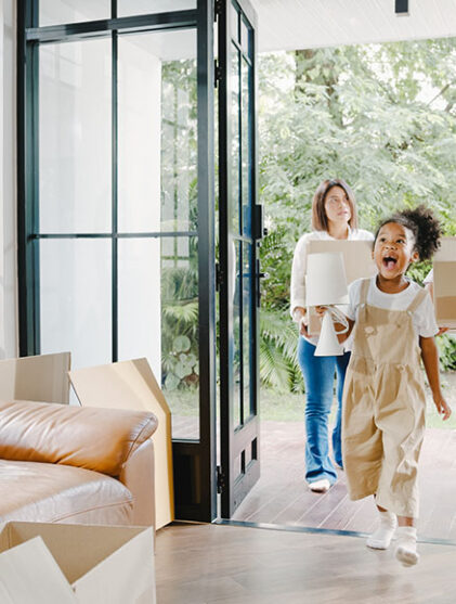 happy family moving into their new home