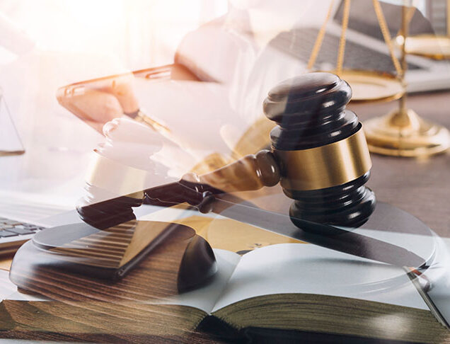 Consultation and conference of professional businesswoman and Male lawyers working and discussion having at law firm in office. Concepts of law, Judge gavel with scales of justice