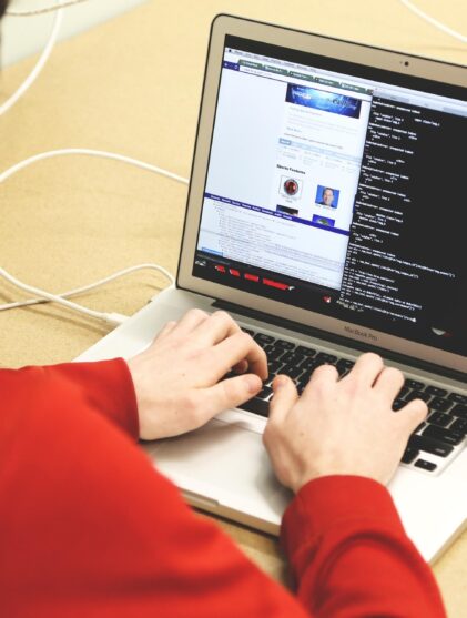 Programmer using laptop
