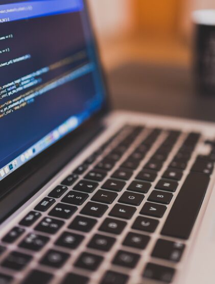 Coding on laptop