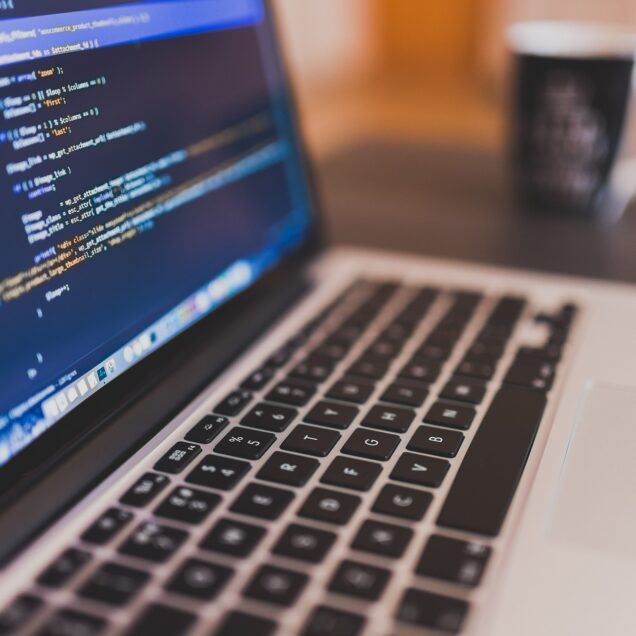 Coding on laptop