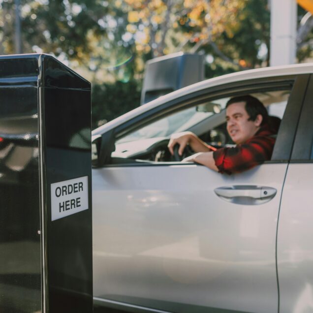 person in drive-thru