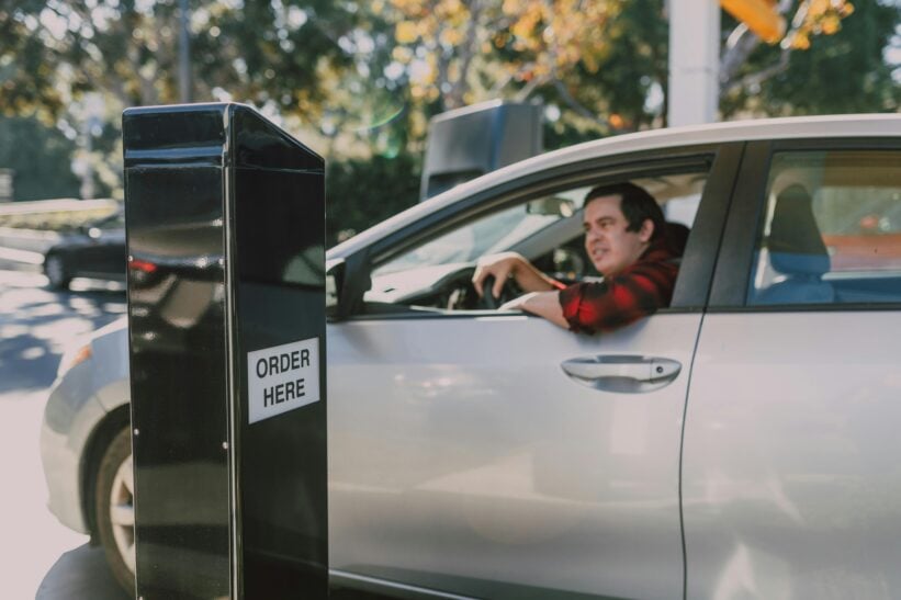 person in drive-thru