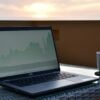 laptop on a table