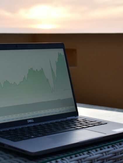 laptop on a table