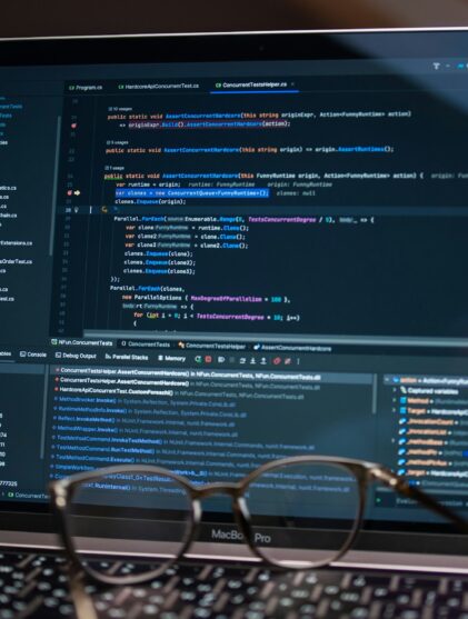 laptop screen with lines of code